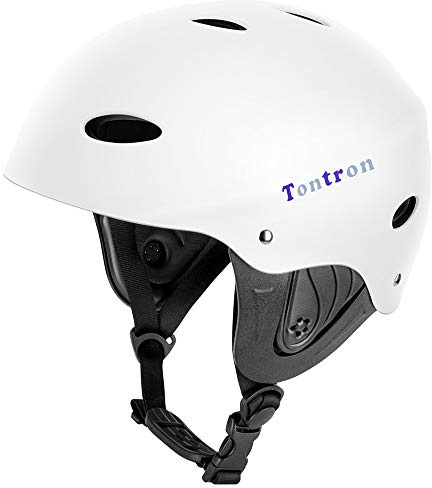 Tontron Casco per sport acquatici per adulti, adatto per kayak, canoa e acque bianche (Bianco opaco/Perla, Taglia L)