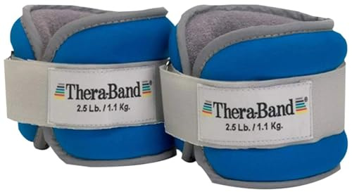 THERABAND Ankle Wrist Weights, Comfort Fit Cuff Weight Set, Adjustable Walking Weights for Home Workout, Ankle Strengthening & Physical Therapy, Blue, 2.5 lb. Each, Set of 2, 5 Pounds