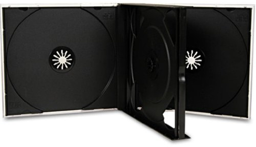 Four Square Media 5 X CD DVD 3 way Jewel Cases 25mm for 3 Disc with Black Tray Pack of 5