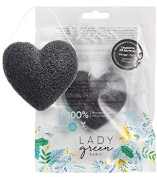 Lady Green | Eponge Merveilleuse Konjac - Charbon De Bambou - Purifie & Nettoie - Resserre les Pores - Contrôle excès de Sébum