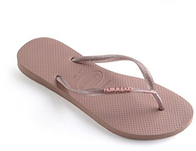 Havaianas Womens Slim Logo Metallic Thong Sandals 4119875 Rose Gold 5 UK, 40 EU