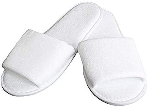 PANTOFOLE IN SPUGNA LUXURY 10 PZ - CIABATTE HOTEL CORTESIA COTONE MONOUTILE UNISEX BIANCHE