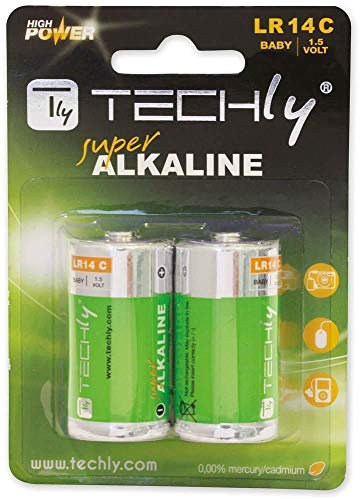 Techly Blister 2 Batterie High Power Mezza Torcia C Alcaline LR14 1,5V (IBT-KAL-LR14T)