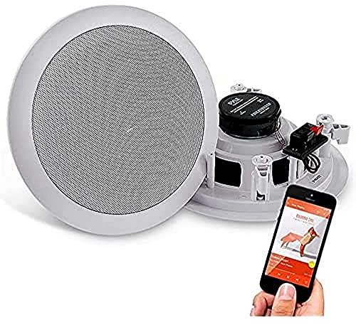Pyle Deckenlautsprecher, Wandlautsprecher Bluetooth, 200W- 16.5cm- Einbaulautsprecher, Bluetooth Speaker- für Heimkino, Büro, Soundsystem Flach & Rund – Stereoanlage, für Wand, Regal & Decke