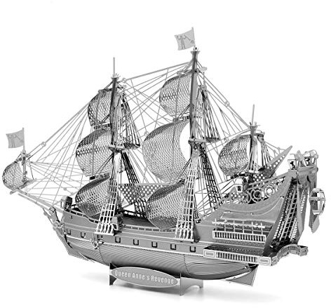 Fascinations ICX009 – Metal Earth ICONX 502894 – Queen Anne's Revenge, laserskuren 3D-konstruktionssats, 2 metallplattor, från 14 år