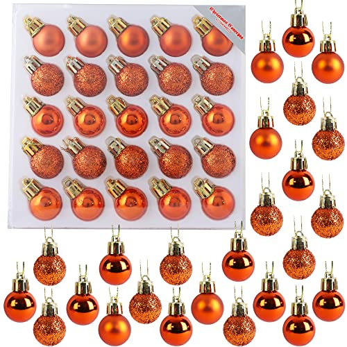 Packung mit 25 Glänzend, Matt & Glitter Mini Weihnachtsbaum-Flitter (Copper)