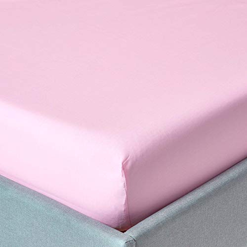 HOMESCAPES Pink Extra Deep Fitted Sheet (18”) King 200 TC 400 Thread Count Equivalent Pure Egyptian Cotton Bed Sheet with Fully Elasticated Skirt
