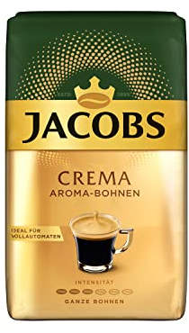 Jacobs Kaffeebohnen Café Crema Aroma-Bohnen, sanft & fein nussig, geröstet in Bremen, Intensität 5/10, Kaffee ganze Bohnen, 500 g