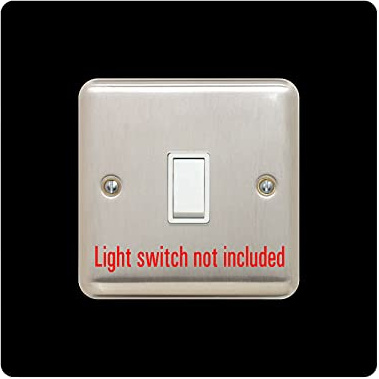 Single Light Switch Surround | Square | Acrylic Back Panel or Finger Plate | Plug, Colour:Black