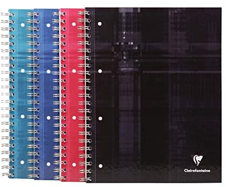 Clairefontaine 8211C Bind'O Block Cahier à Spirale Perforé - A4+ 22,5x29,7 cm - 160 Pages Détachables Grands Carreaux Cadrées - Papier Blanc 90 g - Couverture Rigide Couleur Aléatoire