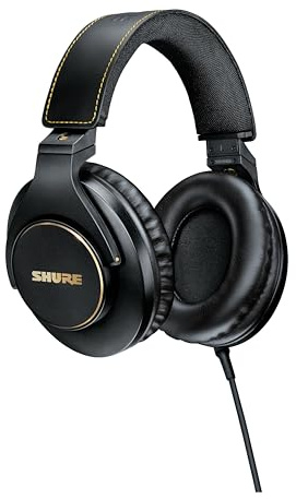 Shure SRH840A Professional Over-Ear Wired Studio Headphones – Critical Listening & Monitoring Headset with Tailored Frequency Response, Detailed Sound, Adjustable & Collapsible Design, Black
