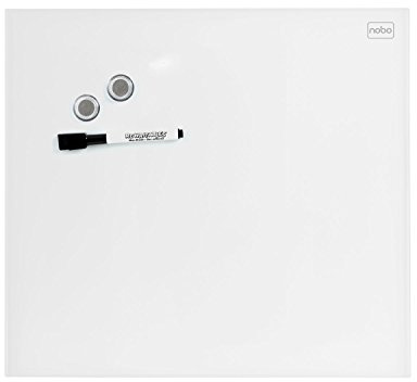 Nobo Glass Whiteboard, Magnetic, 300 x 300 mm Square Tile Design, Includes Glassboard Marker, Magnets and Fitting Kit, White, 1903956