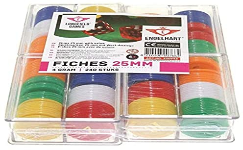 Engelhart 320942 - Spiel- und Roulettechips mit Wertaufdruck, 240 Stück