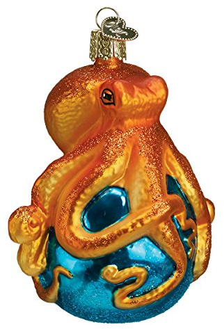 Old World Christmas Ornaments: Sea and Water Animals Glass Blown Ornaments for Christmas Tree, Octopus