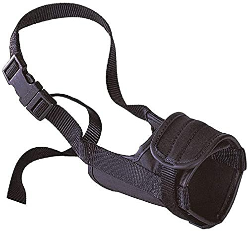 Ferplast Muselière pour Chiens Safe Medium Anti-Morsures, Nylon Robuste, Partie Antérieure Ouverte, Rembourrage Souple, Réglable Grâce au Velcro, A: 46÷80 cm - B: 20÷25 cm - C: 12 cm Noir