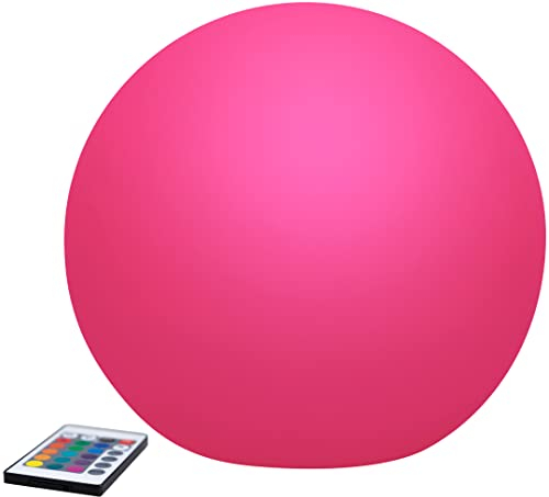 8 seasons design LED Kugelleuchte 40 cm Shining Globe (weiß) – E27, RGB Farbwechsel, dimmbar, mit Fernbedienung – Kugellampe für außen (Garten, Terrasse & Balkon) und innen - robust & langlebig