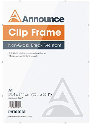 Hampton Frames CLIP Photo Poster Display Clip Frame Perspex Acrylic (Non Glass) A1 (59x84cm) CF5984NG