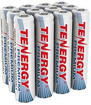 Tenergy Premium Rechargeable AAA Batteries, High Capacity 1000mAh NiMH AAA Batteries, AAA Cell Battery, 12 Pack
