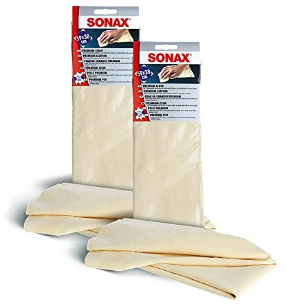 2X SONAX PREMIUMLEDER Leder Naturleder AUTOPFLEGE Tuch FENSTERLEDER TROCKENTUCH