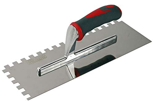 Faithfull Soft-Grip Notched Floor/Wall Tile Trowel for Applying Adhesive, Stainless Steel Blade 330 x 115mm (13 x 4.5) - 10mm Notch