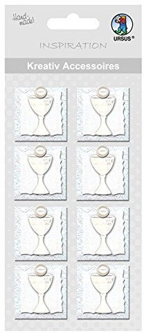 Ursus 564000143 - Kreativ Accessoires, Kelch 1, silber, 8 Stück, selbstklebend, aus verschiedenen hochwertigen Materialien, zum Verzieren und Dekorieren von Scrapbooking, Karten und Geschenke