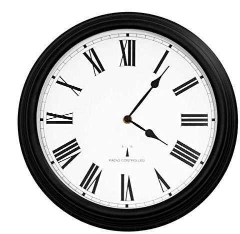 About Time 38cm Perfect Time Radio Controlled Outdoor Patio Garden Wall Clock in Black
