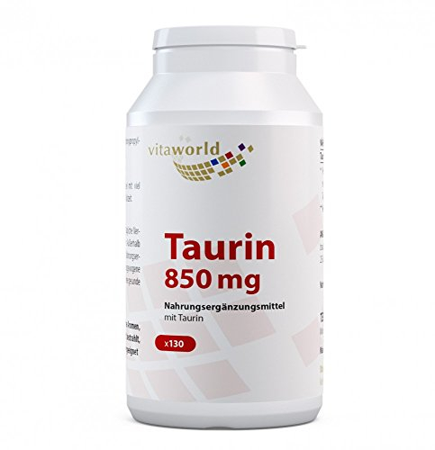 Taurin Kapseln - Taurin hochdosiert 850mg pro Tag (130 vegane Kapseln) - ideale Unterstützung für einen aktiven Lebensstil - laborgeprüft, ohne unerwünschte Zusätze, gluten- & laktosefrei - vitaworld