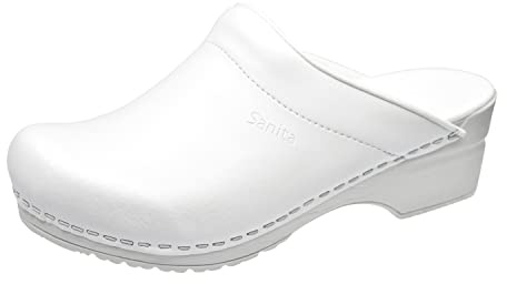 Sanita | Sonja PU Mule Clog | Original Handmade Flexible Leather Clog for Women | Anatomical shaped footbed with soft foam | White | 40