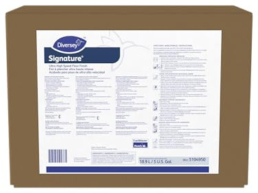 Diversey 5104950 Signature Ultra High Speed Floor Finish, Wet Look Gloss for Vinyl, Composite & Terrazzo Flooring, Envirobox, 5-Gallon