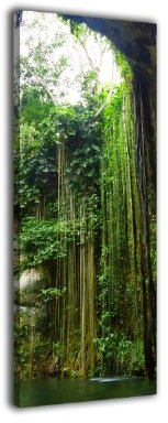 wandmotiv24 Leinwandbild Panorama Nr. 217 Ik Kil Cenote 100x40cm, Bild auf Leinwand, Mexico Südamerika Urwald