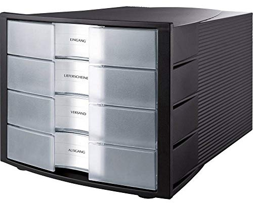 HAN 1010-X-363 Abheftmodul Impuls 4 geschlossene Schubladen schwarz/transluzent klar