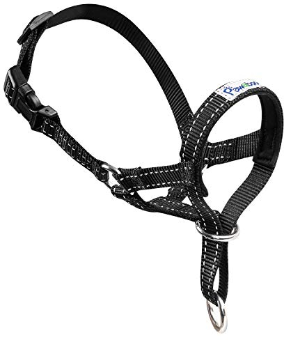 Pawaboo Hundehalfter Haustier Sicher Kontrolle - Nylon Reflektierende einstellbare Hundehalter Hundeband Training Halter für Hunde, Wepeln, S Größe, Schwarz
