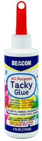 BEACON Premium Tacky Glue - Supreme Adhesion, Fast Grabbing and Easy Clean-Up, 4-Ounce