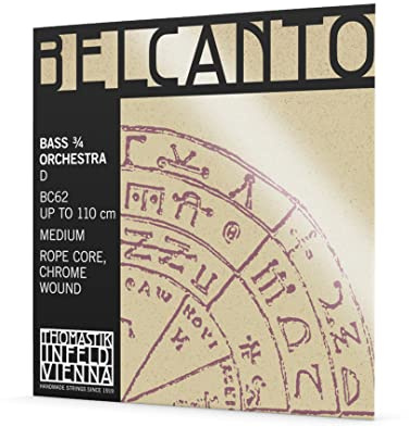 Thomastik cuerda para Contrabajo 3/4 Belcanto - cuerda Re núcleo de cable de acero, entorchado cromo, afinación orquesta, medio