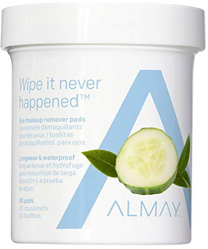Almay Longwear & Waterproof Eye Makeup Remover Pads, Hypoallergenic, Cruelty Free, Ophthalmologist Tested, 80 Pads