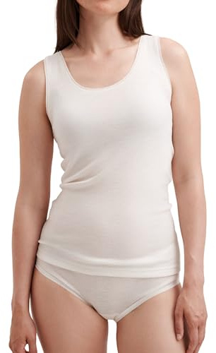 Dilling Damen Merino Wolle Tanktop Natur 46 – Unterhemd Aus 100% Bio Merinowolle – Atmungsaktives Trägershirt Ohne Superwash – Nachhaltige Damen Unterwäsche - Natur 46