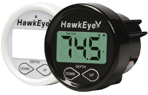 HawkEye DT2BX-TH In-Dash Depth Sounder with Air and Water Temperature (Includes Thru Hull Transducer), Black, 2 Dia. x 1-3/4 D