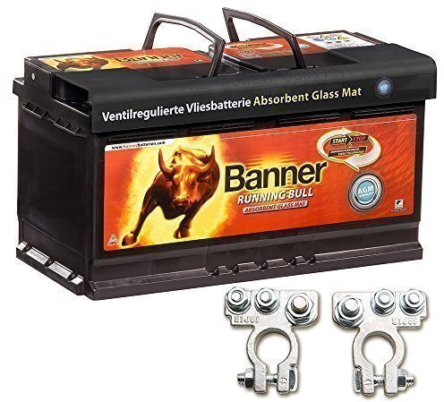 Banner Running Bull AGM 59501 Autobatterie 95AH 12V AGM Batterie Vliesbatterie Running Bull inkl. Polklemmen Auto Boot Wohnmobil
