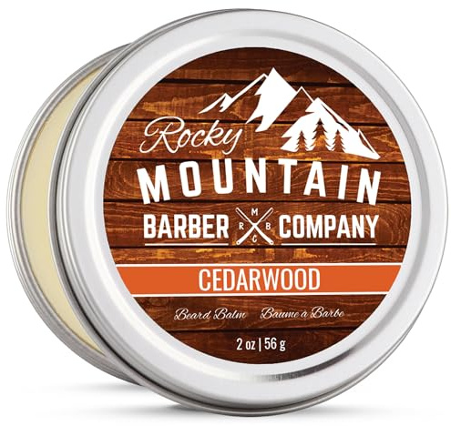 Beard Balm - Rocky Mountain Barber - 100% Natural - Premium Wax Blend with Cedarwood Scent, Nutrient Rich Bees Wax, Jojoba, Tea Tree, Coconut Oil