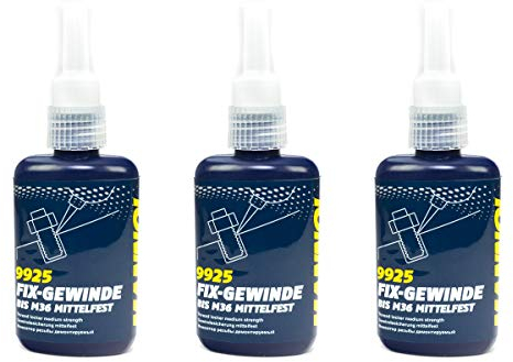 MANNOL Fix Gewinde Schraubensicherung Mittelfest 3 Stück á 50 ml