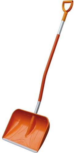 CEMO GFK-Schneeschaufel mit D-Griff, Orange-Silber, 161 cm