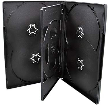 10 Pack Maxtek Standard 14mm Black Six (6) Disc DVD Cases with Double Sided Flip Tray and Outter Clear Sleeve