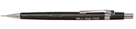 Pentel P205-A - Portamine Sharp con guida per mine da 4 mm, 0,5 mm, HB, nero