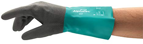 Ansell AlphaTec 58-270 Guanti in Nitrile Resistenza Chimiche, di Lunga Durata e Resistenti alle Abrasioni, Verdi, Taglia 8 (12 Paia)