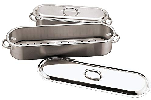 Paderno 41964-60, Pesciera con Griglia e Coperchio, 61 cm, Acciaio Inox
