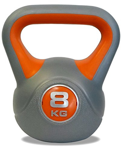 DKN Unisex's 8kg Vinyl Kettlebell, Grey/Orange, 8 kg