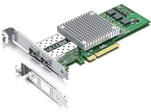 10Gtek 10Gb PCI-E NIC Network Card, with Broadcom BCM57810S Chipset, Dual SFP+ Port, PCI Express Ethernet LAN Adapter Support Windows Server/Windows/Linux/VMware
