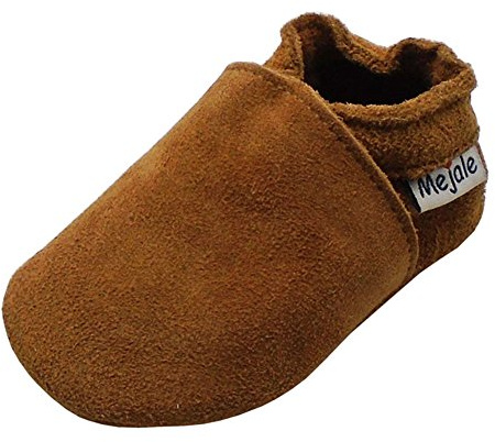 Mejale Chaussons Cuir Souple Chaussures Cuir Souple Chaussons enfants pantoufles Chaussures Premiers Pas, Marron, 18-24 mois
