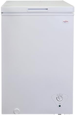 Koolatron Deep Freezer - Chest Freezer, 1 Wire Basket, Garage Ready, Meat Storage, Front Drain, Congelador For Home, Apartment, Basement, Dorm, Cottage, Manual Defrost, Stand Up, 3.5 Cubic Feet, White