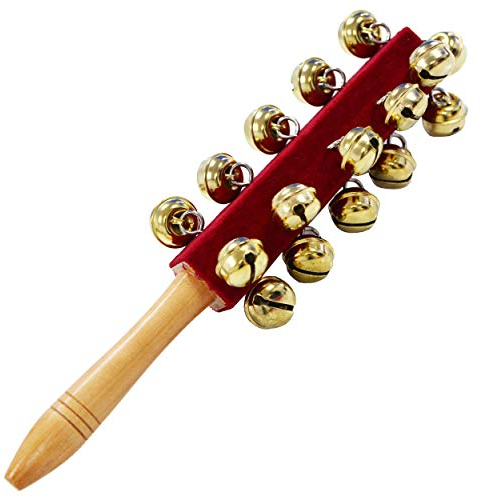 A-Star 21 Bell Jingle Shaking Sleigh Bell Stick Manche en bois - Longueur 26 cm